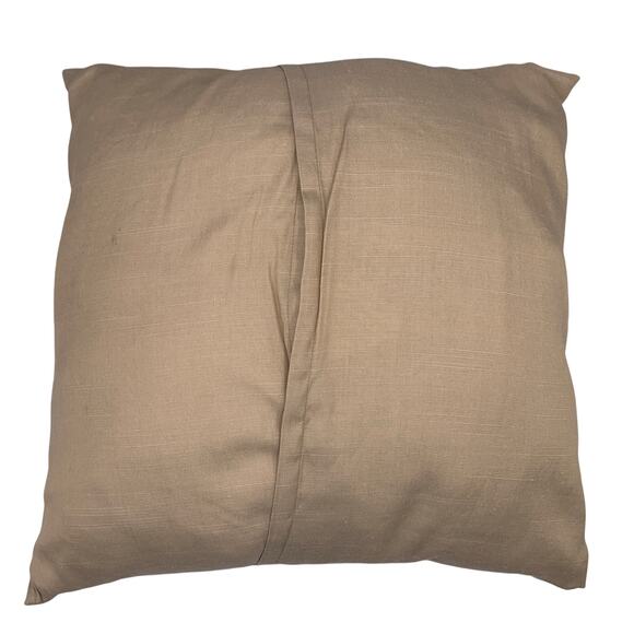 Laura Ashley Pair of 16" Square Beige Embroidered Throw Pillows New - Picture 7 of 7